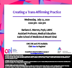 July 2020 Statewide Webinar: Creating a Trans-Affirming Practice